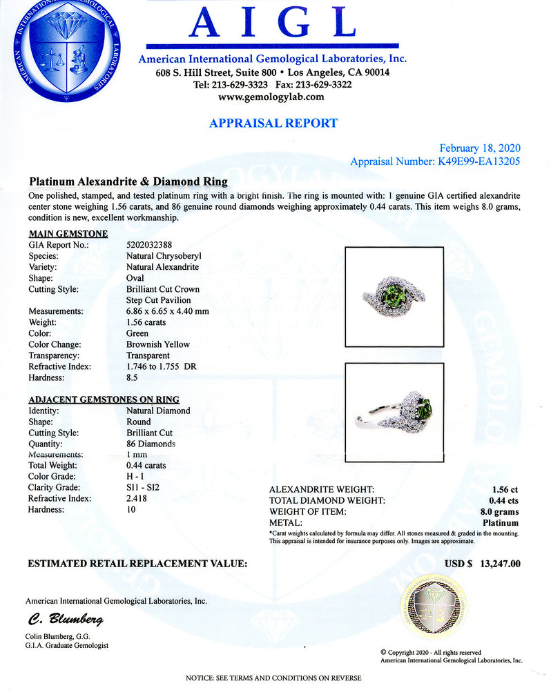 Rare Alexandrite And Diamond Ring
